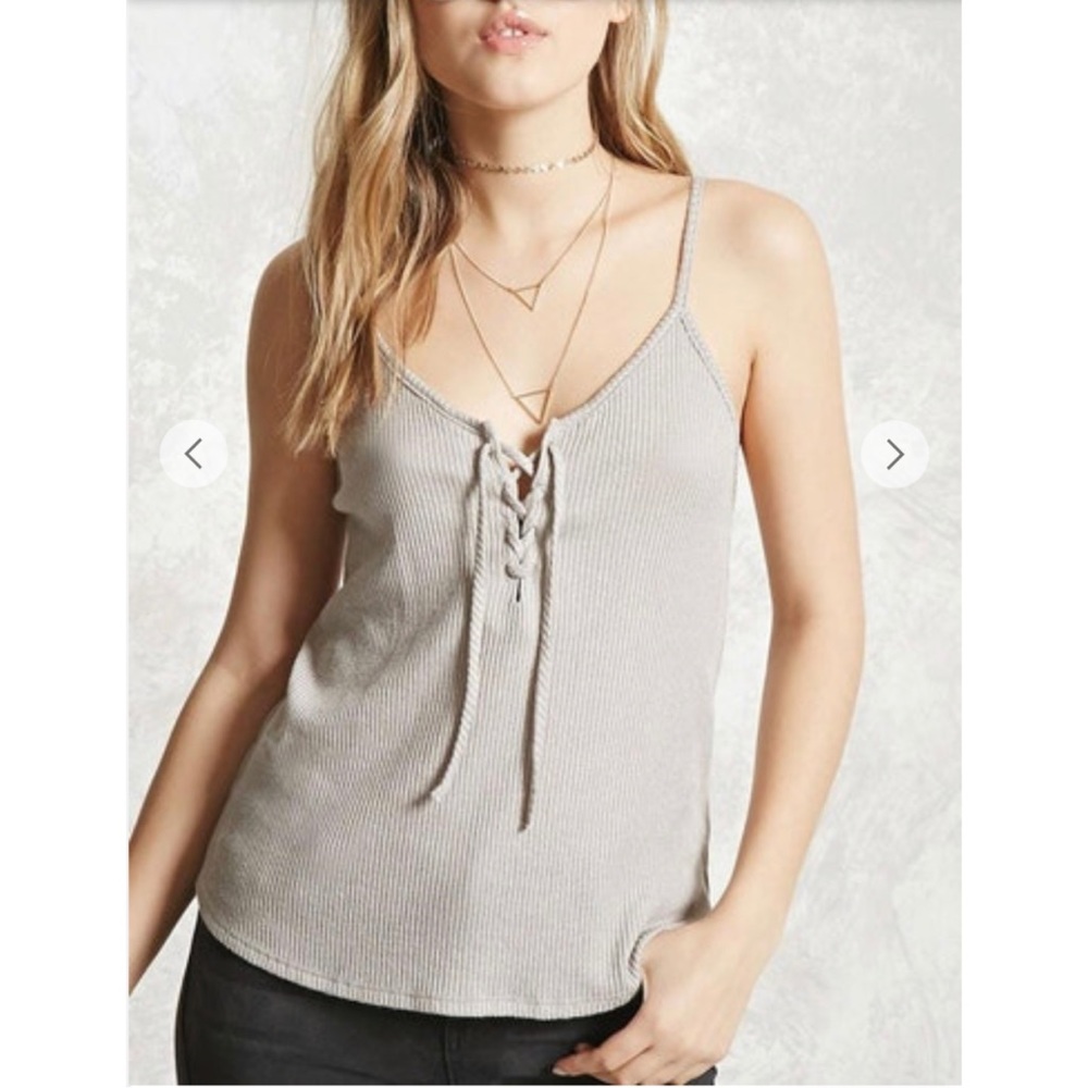 Forever 21 Ribbed Lace-Up Cami